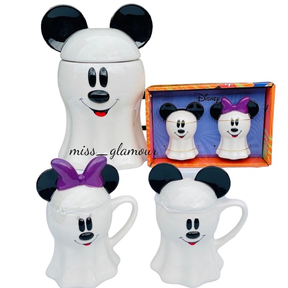 Halloween Mickey Minnie Mouse Ghost Cookie Jar Canister Mug Toppers Salt Pepper - Picture 1 of 1